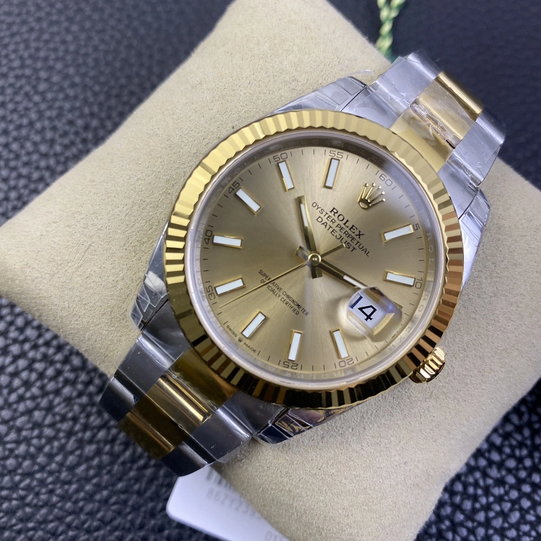 Sophisticated CBD Factory Rolex Datejust 41mm Two-Tone Yellow Gold Champagne Sunburst Dial Fluted Bezel Oyster Bracelet (126333) 1:1 Super Clone – DD3235 Movement 58