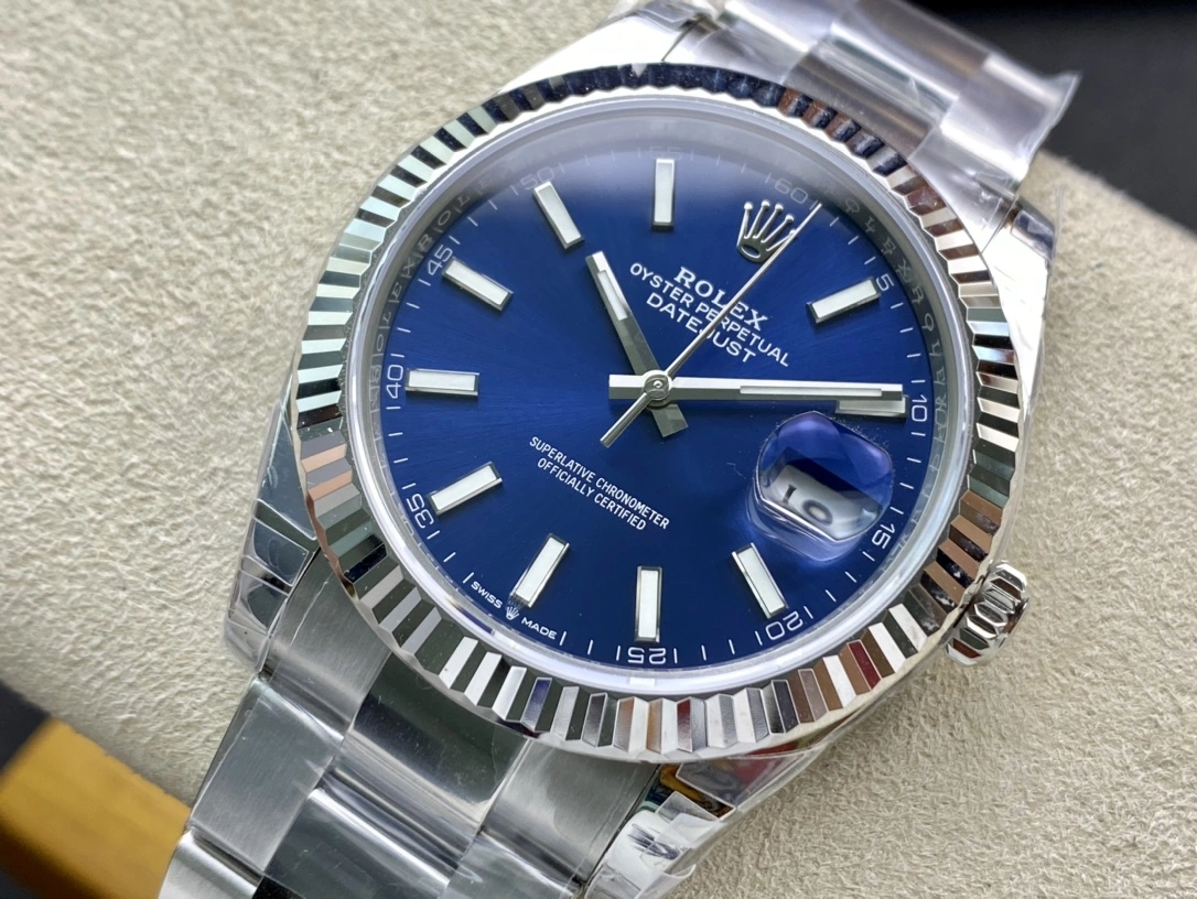 CBD Factory Rolex Datejust 41mm Blue Sunburst Dial Fluted Bezel Oyster Bracelet (126334) 1:1 Super Clone – DD3235 Movement Packable 54