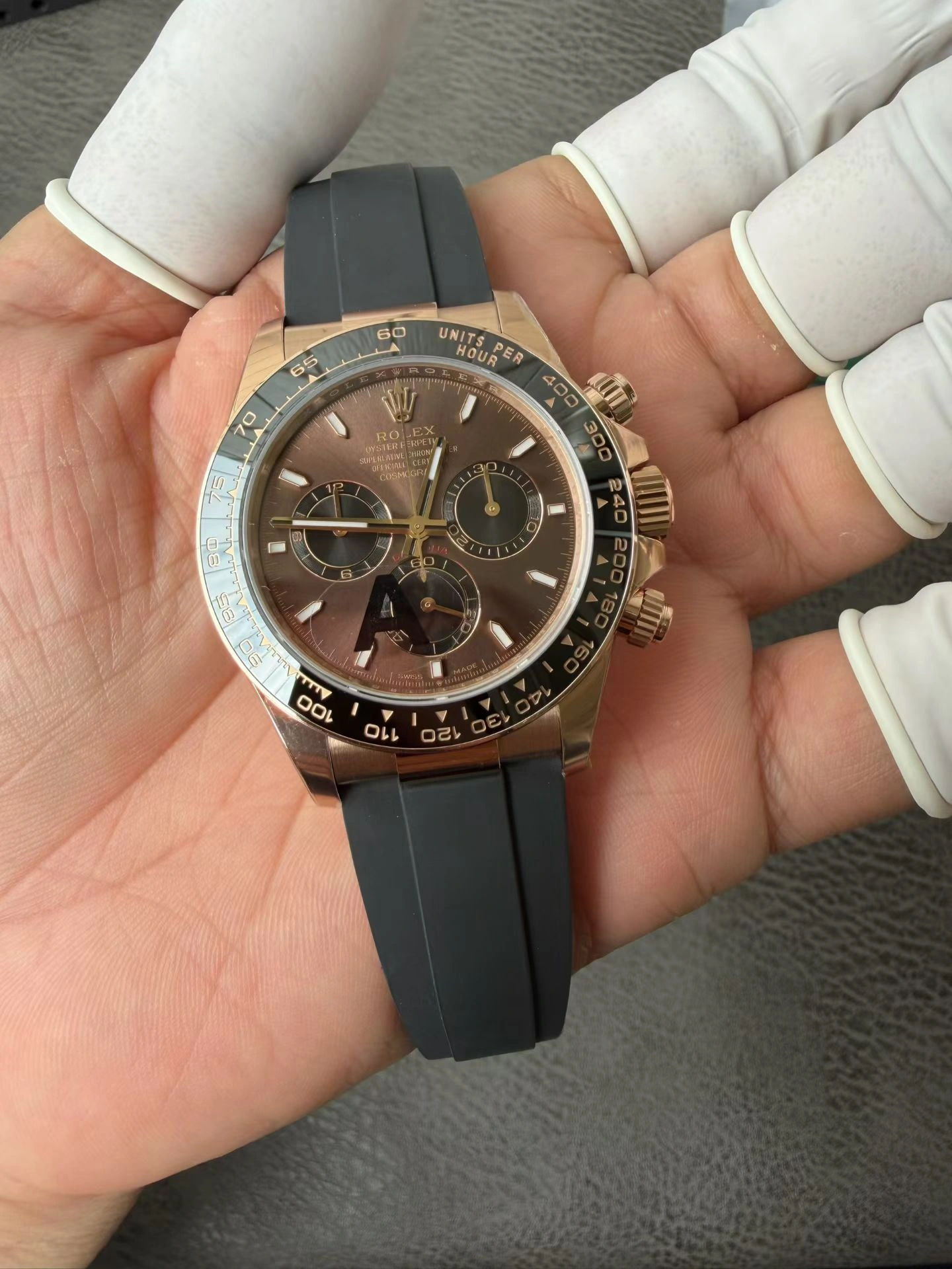 CBD Factory Rolex Daytona 40mm Everose Gold Chocolate Dial Rubber Strap (126515LN) 1:1 Super Clone – DD4131 Movement Snug 9