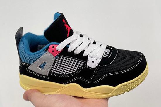 Air Jordan IV(4) Union Black Blue Yellow Kids