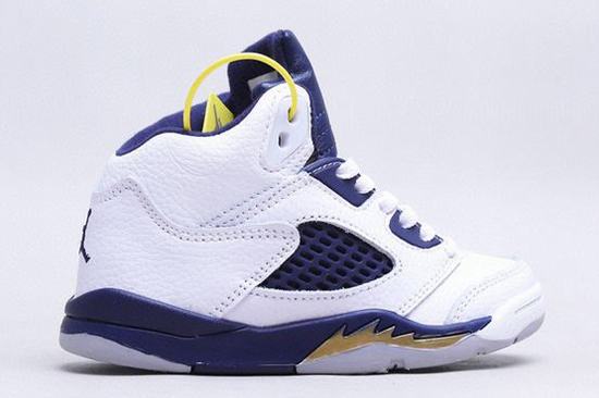 Air Jordan V(5) Kids White Navy Gold