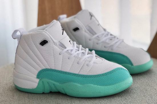 Air Jordan XII(12) White Green Kids