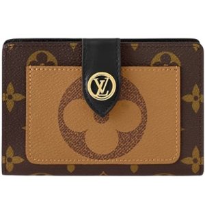 M69432 Monogram and Monogram Giant Reverse coated canvases Gold-color hardware Juliette Wallet