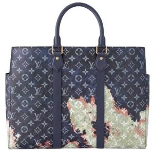 M46812 Monogram Bleach coated canvas Ink Blue Cowhide-leather trim Sac Plat 24H