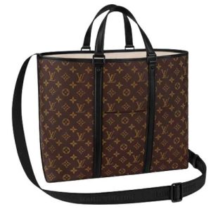 M45733 Monogram Macassar coated canvas Cowhide leather trim Textile lining Week-end Tote GM