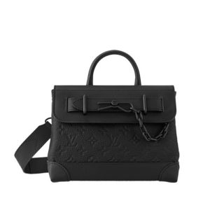 M24436 Black Cowhide-leather trim Textile lining Black hardware Steamer PM
