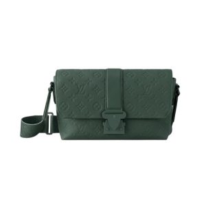 M24439 Forest Green Taurillon Monogram embossed cowhide leather Textile lining S-Cape Messenger