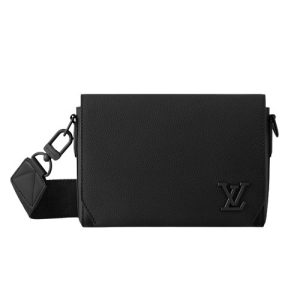 M24769 Noir Cowhide leather Cowhide-leather trim Textile lining Takeoff Messenger PM