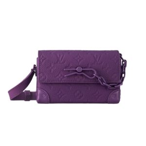 M83051 Purple Night Taurillon Monogram embossed cowhide leather Textile lining Steamer Wearable Wallet
