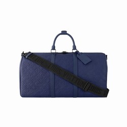 M11495 Sapphire Monogram embossed Taurillon cowhide leather Cowhide leather trim Keepall Bandoulière 50 1 M11495 Sapphire Monogram embossed Taurillon cowhide leather Cowhide leather trim Keepall Bandoulière 50