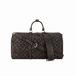M11596 Black Brushed Monogram cowhide leather Cowhide leather trim Keepall Bandoulière 50 1 M11596 Black Brushed Monogram cowhide leather Cowhide leather trim Keepall Bandoulière 50