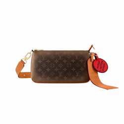 M11623 Monogram Dust coated canvas Aged cowhide leather trim Textile lining Pochette Accessoire XL