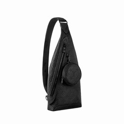 M21890 Black Calf leather Cowhide leather trim Duo Slingbag 5 M21890 Black Calf leather Cowhide leather trim Duo Slingbag - Image 3
