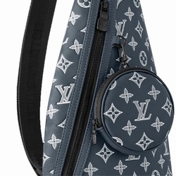 M24751 Ink Blue White Monogram Shadow calf leather Cowhide leather trim Duo Slingbag 3 M24751 Ink Blue White Monogram Shadow calf leather Cowhide leather trim Duo Slingbag - Image 2