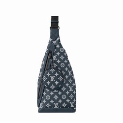 M24751 Ink Blue White Monogram Shadow calf leather Cowhide leather trim Duo Slingbag 1 M24751 Ink Blue White Monogram Shadow calf leather Cowhide leather trim Duo Slingbag