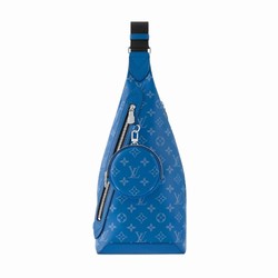 M31075 Agave Blue Taiga cowhide leather and Monogram coated canvas Cowhide leather trim Duo Slingbag 1 M31075 Agave Blue Taiga cowhide leather and Monogram coated canvas Cowhide leather trim Duo Slingbag