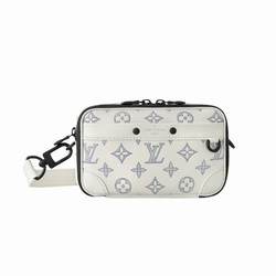 M83383 White/Navy Monogram Shadow calfskin leather Cowhide leather trim Alpha Wearable Wallet