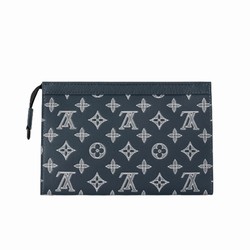 M83384 Ink Blue White Monogram Shadow calfskin leather Cowhide leather trim Gaston Wearable Wallet 7 M83384 Ink Blue White Monogram Shadow calfskin leather Cowhide leather trim Gaston Wearable Wallet