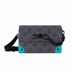 M11496 Turquoise Monogram Eclipse Reverse coated canvas Cowhide-leather trim Textile lining Steamer Wearable Wallet