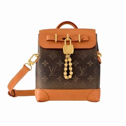 M11630 Monogram Dust coated canvas Aged cowhide-leather trim Textile lining Gold-color hardware Steamer 15