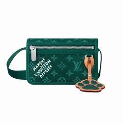 M12637 Green Monogram Heritage coated canvas Cowhide-leather trim Textile lining Bosphore Wearable Wallet