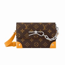 M12811 Safran Yellow Monogram Macassar coated canvas Cowhide-leather trim Textile lining Steamer Wearable Wallet