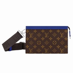 M12813 Indigo Blue Monogram Macassar coated canvas Cowhide-leather trim Textile lining Gaston Wearable Wallet