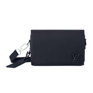 M11483  Ink Blue LV Aerogram cowhide leather Cowhide-leather trim Textile lining Fastline Wearable Wallet