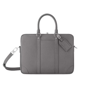 M11659 Roche Gris Gray Taiga cowhide leather Cowhide-leather trim Textile lining Porte Documents Voyage PM