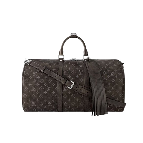 M11596 Black Brushed Monogram cowhide leather Cowhide leather trim Textile lining Keepall Bandoulière 50 1 M11596 Black Brushed Monogram cowhide leather Cowhide leather trim Textile lining Keepall Bandoulière 50