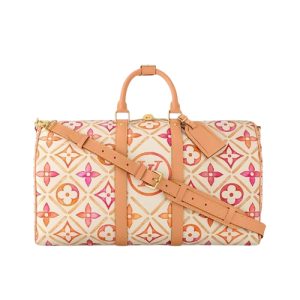 M11251 Coral Monogram Tiles coated canvas Cowhide leather trim Printed textile lining  Keepall Bandoulière 45