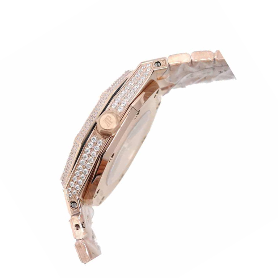 Reptime Minimalist Audemars Piguet Royal Oak AP160SF296 “Iced Out Rose Gold” Top Grade Replica 1010