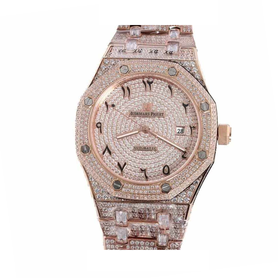 Reptime Minimalist Audemars Piguet Royal Oak AP160SF296 “Iced Out Rose Gold” Top Grade Replica 1010