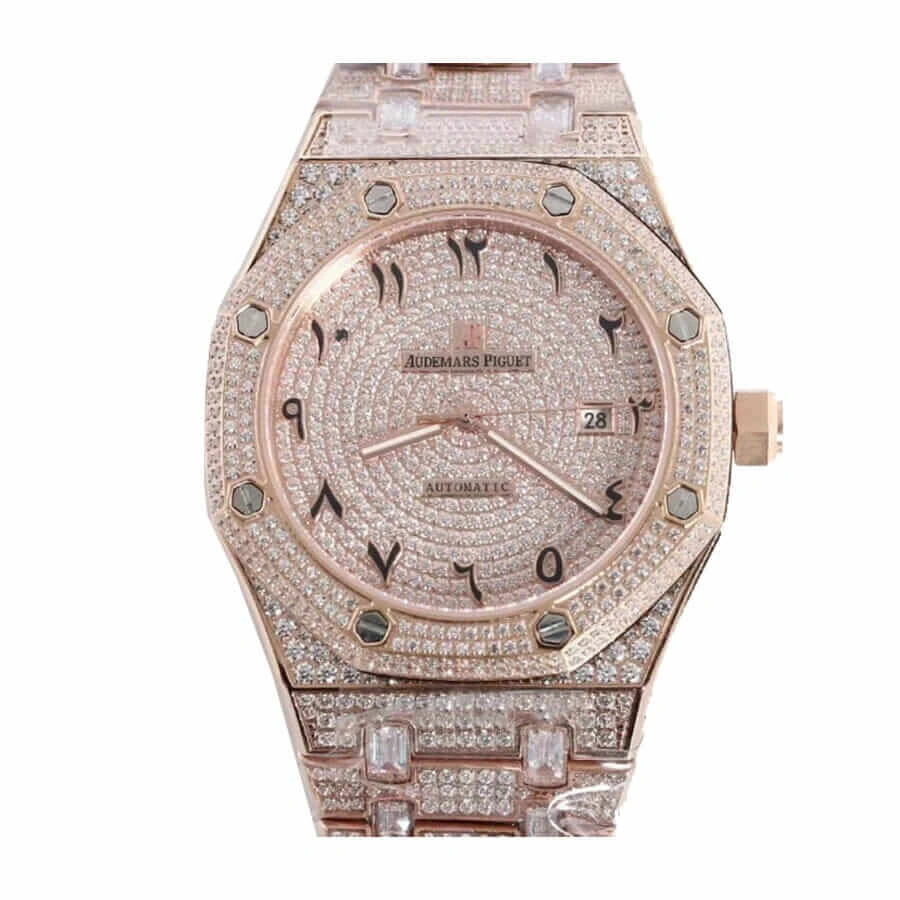 Reptime Minimalist Audemars Piguet Royal Oak AP160SF296 “Iced Out Rose Gold” Top Grade Replica 1010