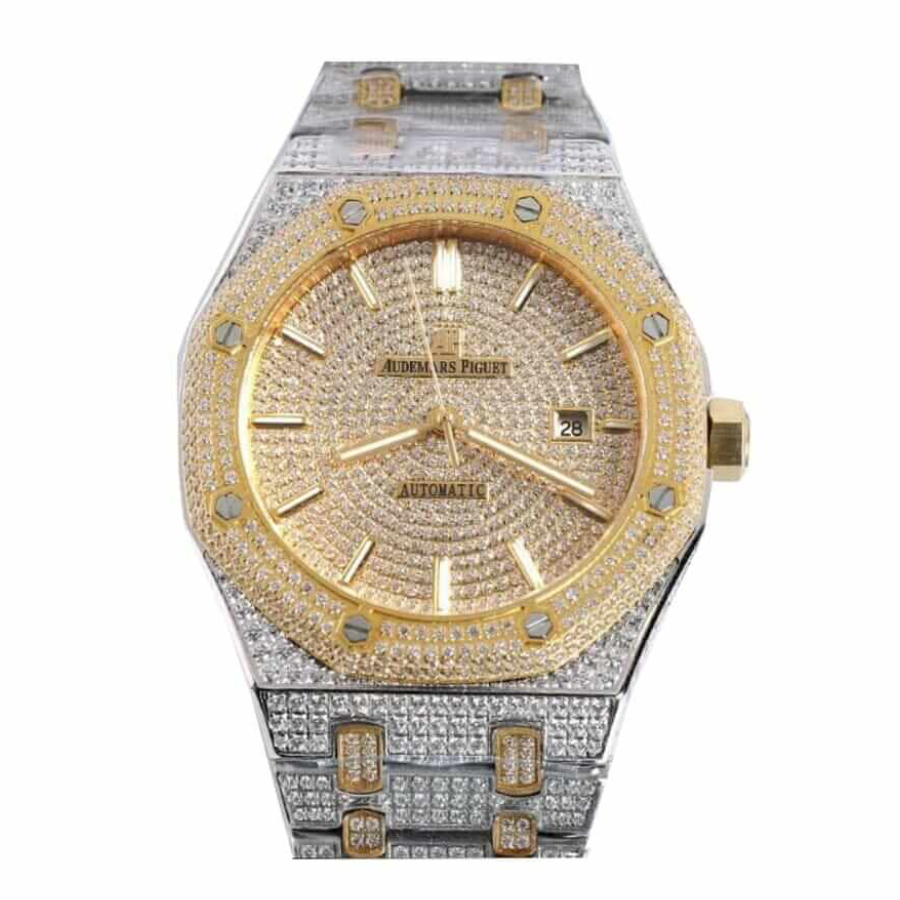 Sustainable Audemars Piguet Royal Oak “Iced Out Yellow Gold” 15400SR.OO.1220SR.01  Duplicate 1000