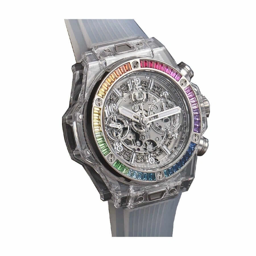 Reptime Refined Hublot Big Bang Unico “Rainbow” Sapphire Case 411.JX.4803.RT.4099 True to  Copy 1019