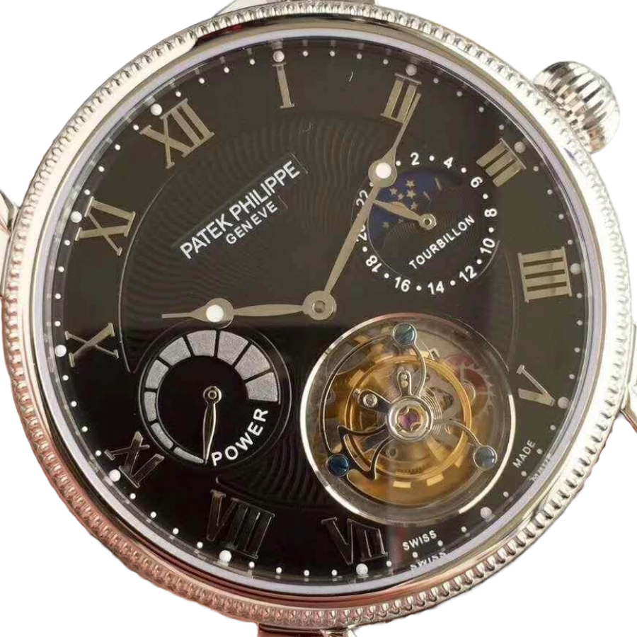 Reptime Casual Patek Philippe Tourbillon Moonphase Black Dial Elite Clone Edition 440