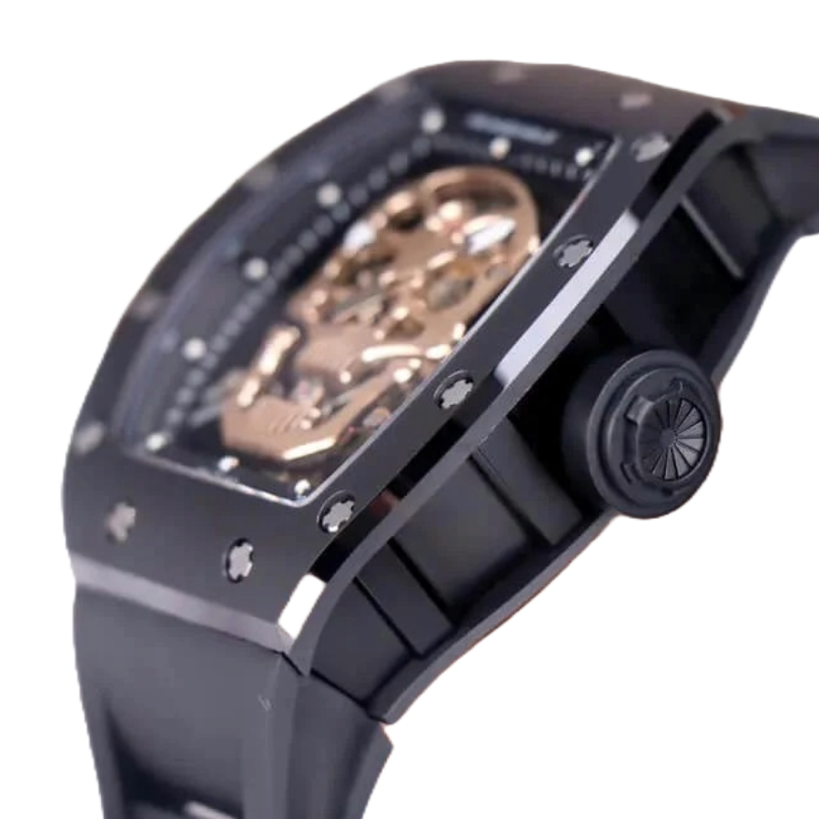 Reptime NewStyle Richard Mille RM 52-01 Tourbillon “Skull” Rose Gold Luxury Clone Quality 491