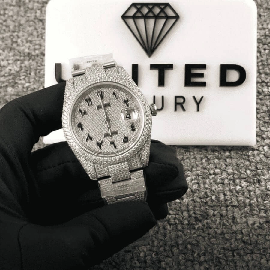 Reptime Thermal Rolex Datejust 126300 “Iced Out Arabic Dial” Super Clone Quality 1059