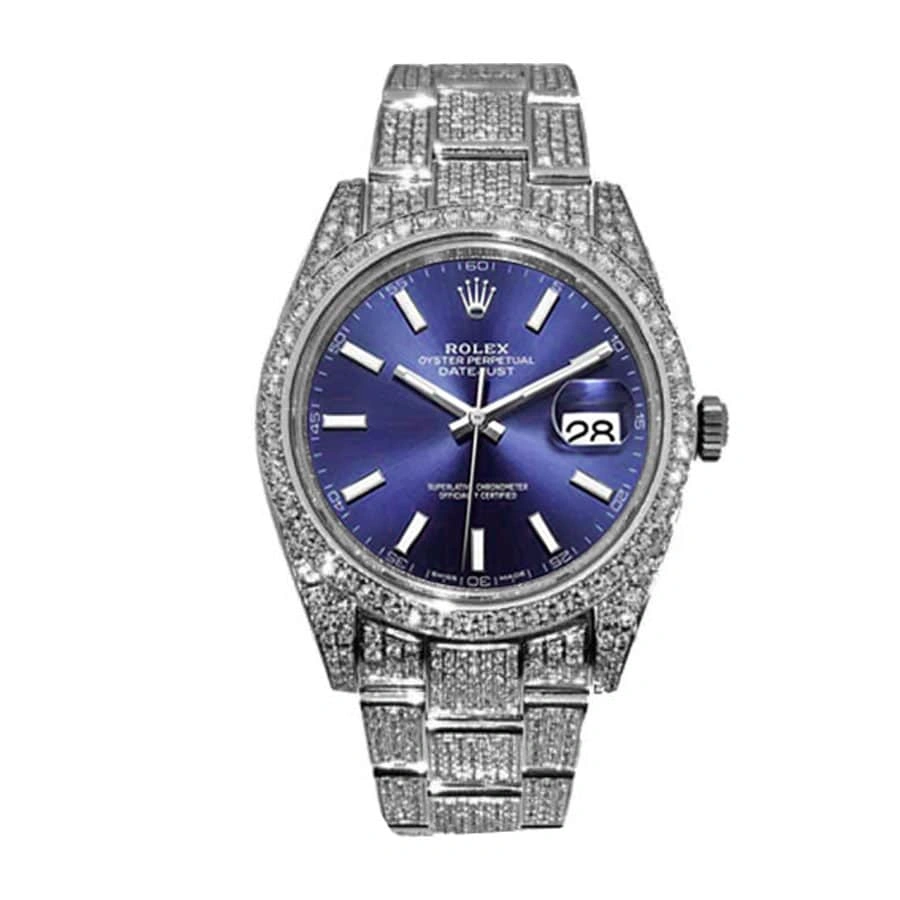 Rolex Datejust 126300 “Iced Out Blue Dial”  Clone Edition Upgraded 1062