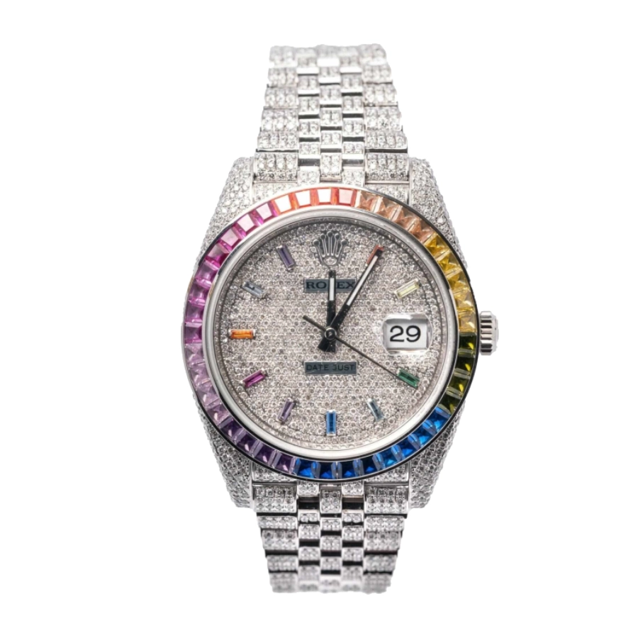 Breathable Rolex Datejust 126300 “Iced Out Rainbow” True Clone 1: 1061