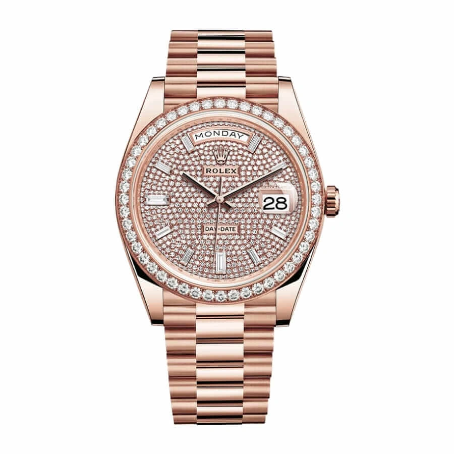 Rolex Day-Date 228345RBR “Everose Gold Diamond Bezel” Near  Replica Unisex 1085