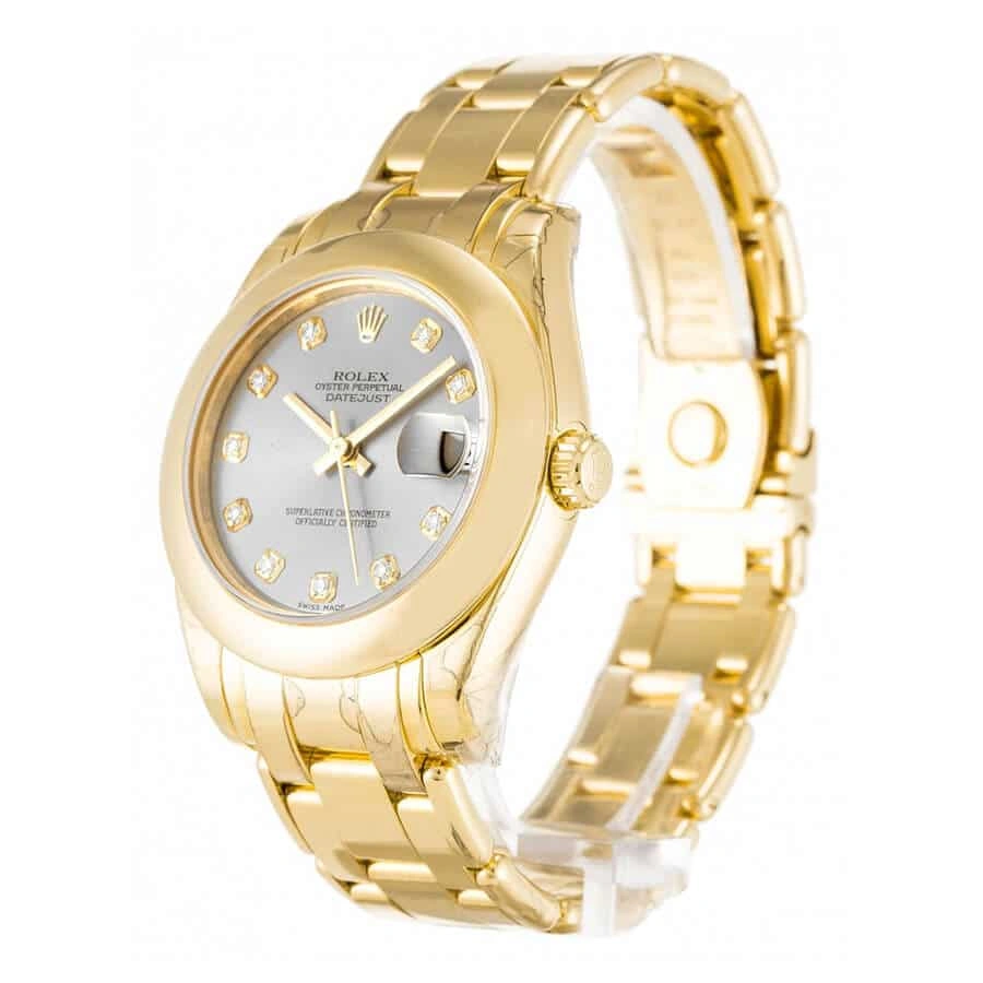 Reptime Lightweight Rolex Pearl Master 81208 Gold & Diamond Dial Super Clone  Replica 1: 869