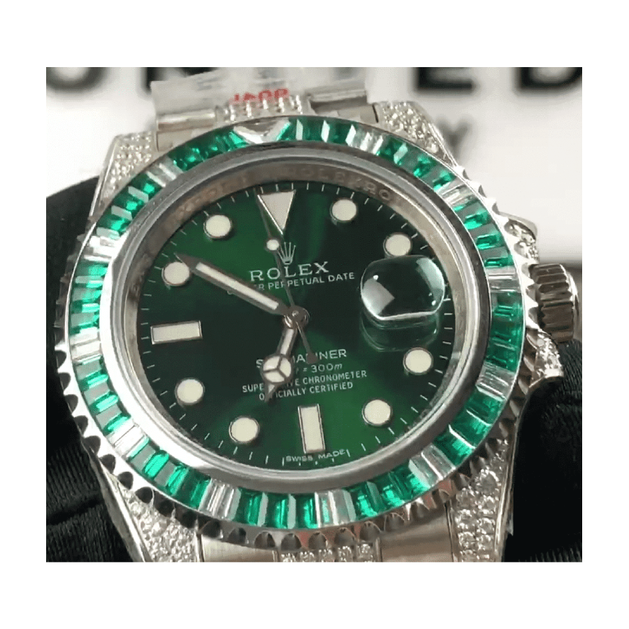 Reptime EasyMatch Rolex Submariner 116610LV “Hulk Iced Out”  Replica 1: 1106